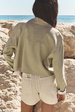 LINEN BLEND CROPPED JACKET - Zara фото 15