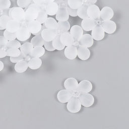 Цена за 2 шт. Бусины для творчества пластик "Цветочек белый матовый" набор 20 шт 2,2х2,2 см