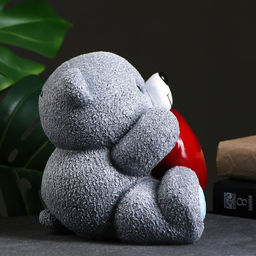 Копилка для денег Мишка с сердцем, серый, 20?18?20 см