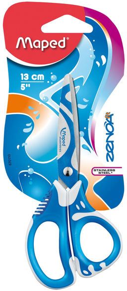 Ножницы MAPED ZENOA FIT 130 мм ассорти, эргономичные ручки пластиковые с резиновыми вставк...