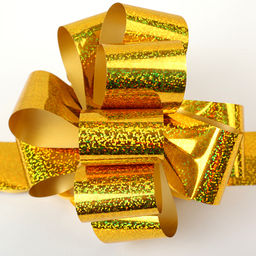 Цена за 20 шт. Бант-шар №5 голография, жёлтый, для упаковки подарков