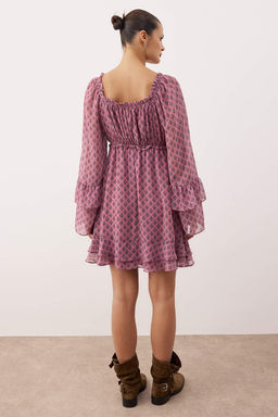 Cok Renkli Volanl? / F?rf?rl? Mini Dokuma Elbise TWOAW26EL00276 - Trendyolmilla фото 4