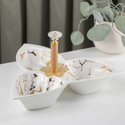 Менажница Марбл, 160 мл, 3 ячейки, 25.3?23?4.5 см, керамика, белая