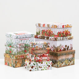 Набор коробок подарочных 10 в 1 «Счастливого Нового года», 32.5×20×12.5 — 12×7×4 см