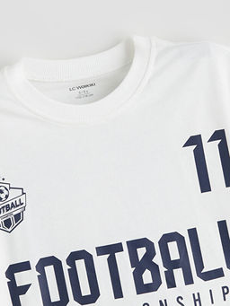 Bisiklet Yaka Bask?l? Penye Erkek ?ocuk Ti??rt