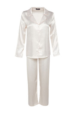 Beyaz Zebra Desenli Saten Dokuma Pijama Tak?m? THMAW24PT00001 - Trendyolmilla фото 8