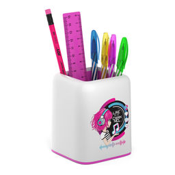 Цена за 1 шт. Набор настольный пластиковый ErichKrause® Forte, Top Blogger, белый с розовой вставкой