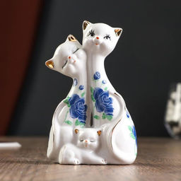 Фигурка керамика «Две кошки с котёнком», 13×8 см