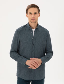 Ye_il Regular Fit Uzun Kollu Oxford G_mlek