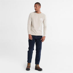 Мужская футболка с длинным рукавом Timberland Longsleeve Crew Knit бежевая  фото 5