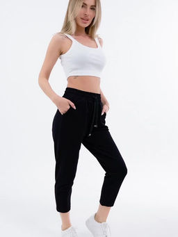 Женские укороченные зауженные брюки из футера Happy Fox  фото 2