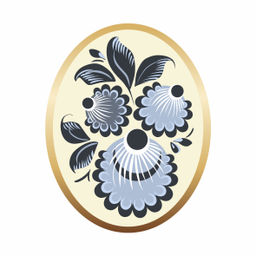 Брошь Орнамент Городец айвори