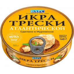 Барс ИкраТрески атлантической стерил банка 160г