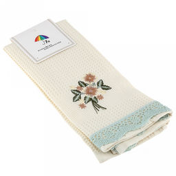 Полотенце кухонное вафельное "Клевер" 40х60см, хлопок 100%, ажурный кант, цвета микс (Китай)