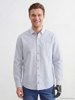 Kolay Giyilebilir ?n Pat? ve Kollar? C?rt C?rtl? Erkek G?mlek