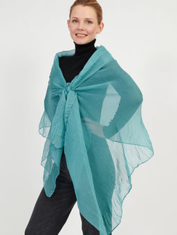 Большой, двусторонний однотонный палантин из жатого полотна. - Tantino фото 7