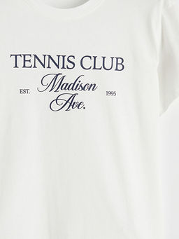 Bisiklet Yaka Bask?l? Kad?n Ti??rt