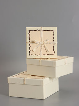 Набор подарочных коробок 3 в 1, прямоугольные с бантом, крем-брюле, 19×19×9.8; 17×17×8; 15×15×6.5 см