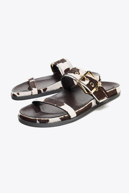 ANIMAL PRINT LEATHER SANDALS - Zara фото 2