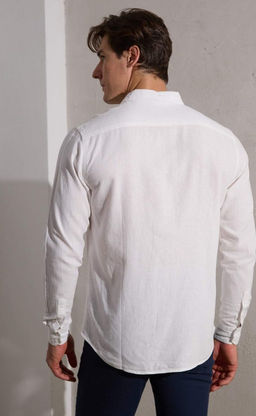 Рубашка д/р лен F111-0450-1 white