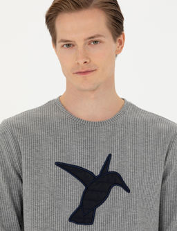 Серый меланжевый свитшот с круглым вырезом - Cacharel фото 2