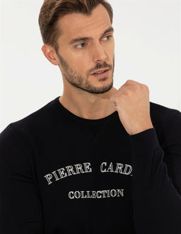 Lacivert Slim Fit Bisiklet Yaka Triko Kazak