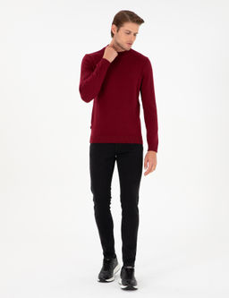 Vi_ne Slim Fit Yar_m Bal_k__ Yaka Basic Triko Kazak