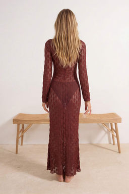 Bordo Orme Maxi Aksesuar Detayl? Plaj Elbisesi TBESS26EL00018 - Trendyolmilla фото 6