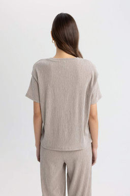 Футболка с короткими рукавами и круглым вырезом Relax Fit - Defacto фото 6