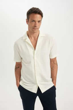 Modern Fit Polo Yaka Penye K?sa Kollu Gomlek
