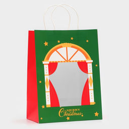 Цена за 2 шт. Пакет подарочный с окном «Театр» 26×35×16 см, зеленый