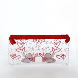 Косметичка-пенал на молнии, с рисунком Зайки, прозрачная/красная - Simaland фото 2