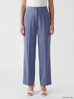 Regular Fit Keten Kar???ml? Kad?n Pantolon