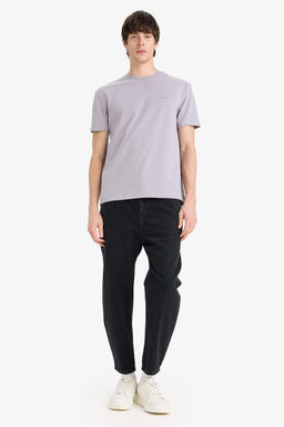 Regular Fit Bisiklet Yaka _t_ Gerektirmeyen Nefes Alabilen Bask_l_ K_sa Kollu A__r Kuma_ Ti__rt