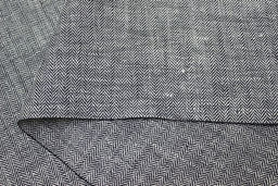 Лен костюмный с умягчением Елочка цв.молочный/черный, ш.1.5м, лен-100%, 195гр/м.кв - Купава фото 2