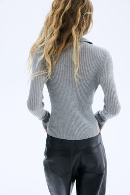 Rib-knit polo shirt - H&m фото 4