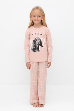 К 1623/дымчатая роза,двойная клетка пижама дет