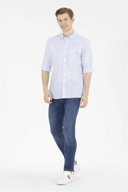 Мужская синяя рубашка с длинным рукавом - U.s. polo assn фото 11