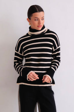 Martichelli Свитер чёрный в бежевую полоску  фото 11