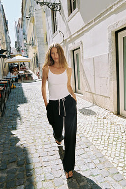 WIDE-LEG TROUSERS WITH DOUBLE WAISTBAND - Zara фото 51