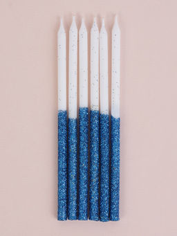 Цена за 2 шт. Свечи для торта Блестящее сияние, 6 шт, белые с голубым - Страна карнавалия фото 2