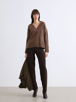 V Yaka Kad?n Triko Kazak