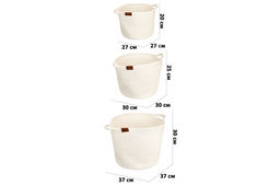 Набор 3 текстильных корзин д/хранения 27*27*20 см, 30*30*25 см, 37*37*30 см, молочный - Elan gallery фото 2