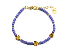 Браслет из бисера "Сердечки" шарик 3мм цв.лавандовый, 18см