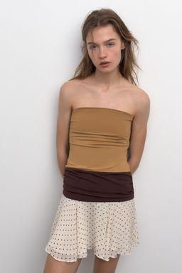 VESTIDO COMBINADO LUNARES / Caramelo - Zara фото 2