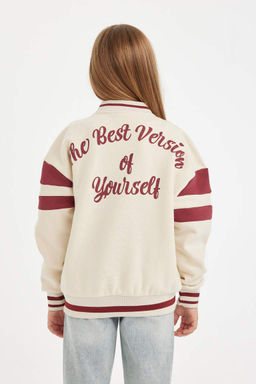 Мягкий пушистый кардиган с толстым внутренним воротником для девочек и принтом - Defacto фото 7