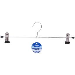 Цена за 10 шт. Вешалка для брюк и юбок с зажимами "ИДЕЯДОМА", поворотный крючок, цвет металл/чёрный, 35*10см (Лейбл Селфи)