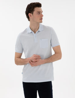 A__k Mavi Regular Fit %100 Pamuk Polo Yaka Basic Ti__rt