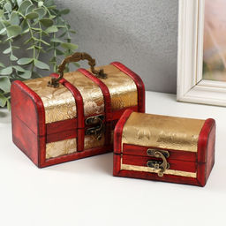 Набор шкатулок для украшений «Сундучок. Золотые цветы», дерево, 2 шт.