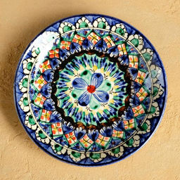 Набор чайный Риштанская керамика, 4 предмета: чайник 700 мл, 2 пиалы d=9.5 см, тарелка d=17 см, синий